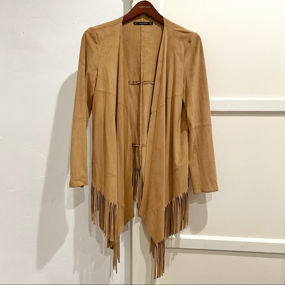 Zara Basic Faux Suede Fringe Jacket